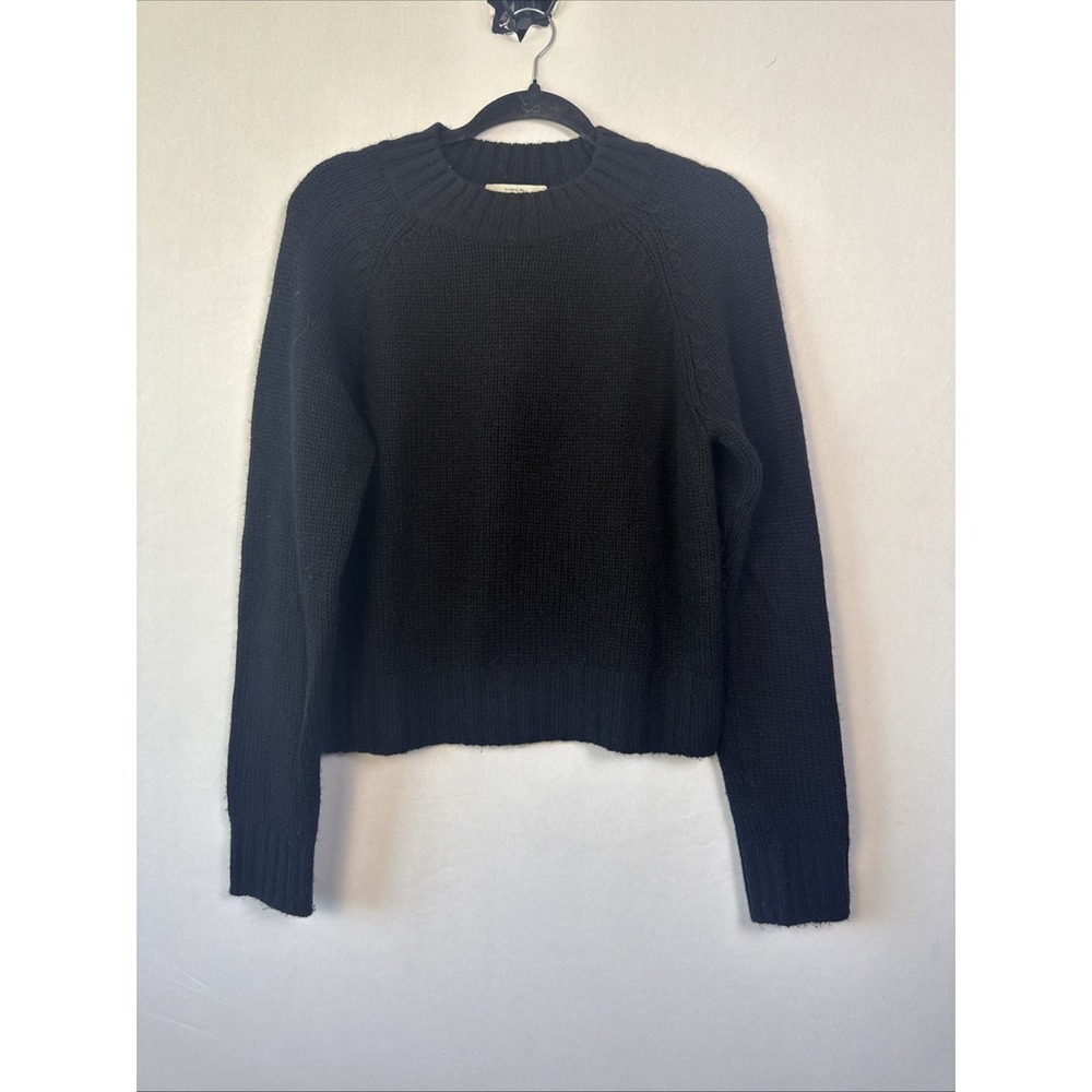 Vince 100% Cashmere Black Crewneck Sweater Large L Chunky Knit Quiet Luxury